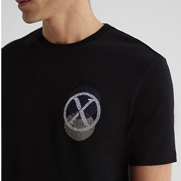 Embroider circle X logo black shirt - Picture 2 of 9